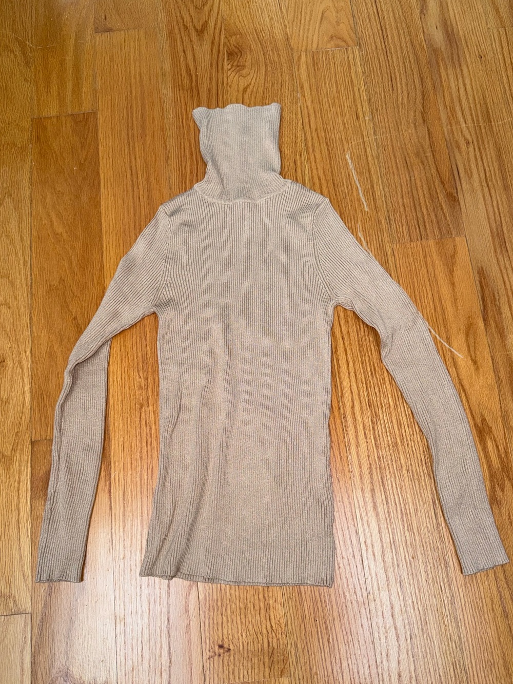 Fashion Nova Beige Ribbed Turtleneck Slim Sweater